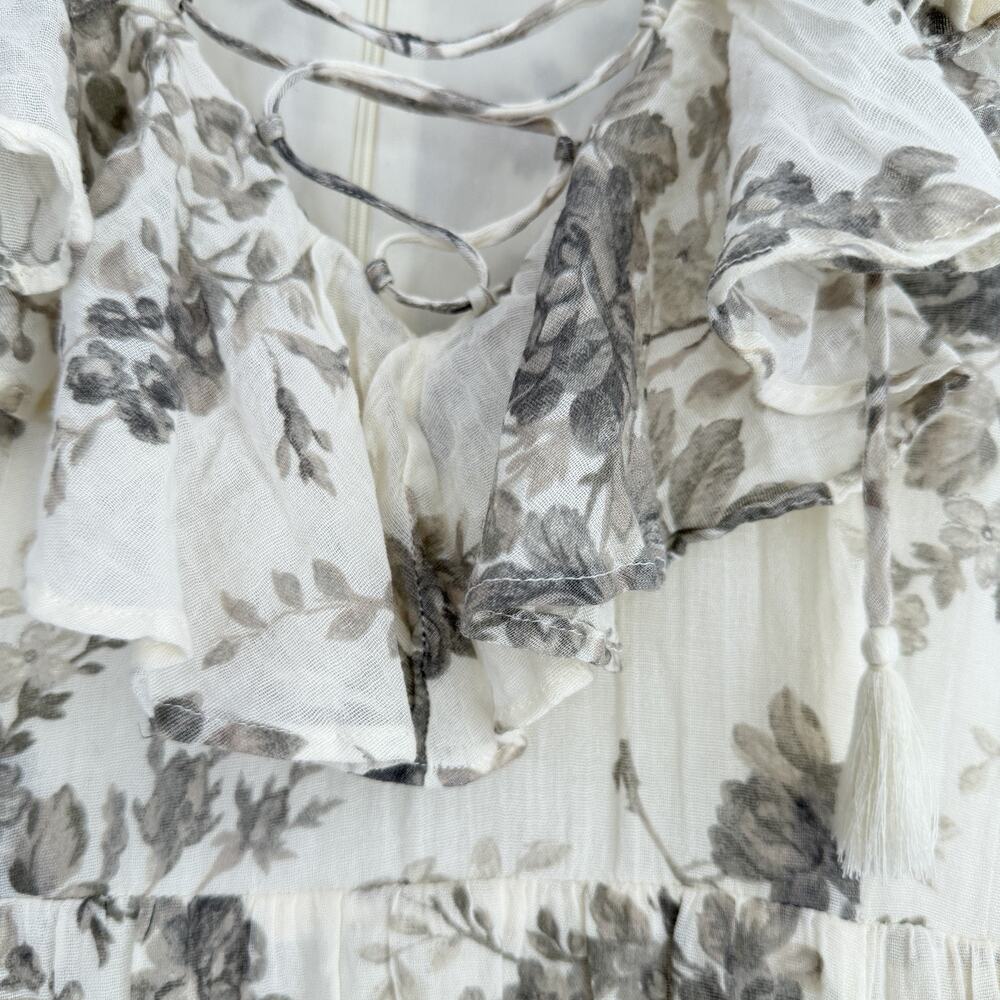 Denim & Supply Ralph Lauren Dress Large Floral Cotton Hi Low Ruffle Cottage Maxi - Picture 3 of 11